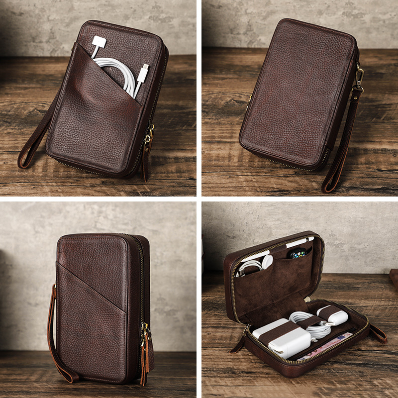 Vintage Brown Genuine Cowhide  - Tech Accessories Case recension och pris
